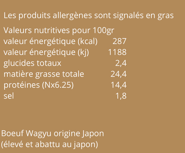 Informations nutritionnelles du bocal